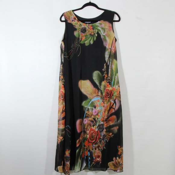 The Pyramid Collection Black Floral Allover Print Maxi Dress NWOT - Picture 1 of 6